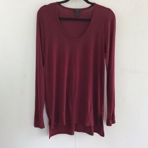 J Crew long sleeve, scoop neck high/low tunic top Lyocell Burgundy size …